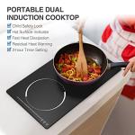 GTKZW 12“ Induction Cooktop, Double Induction Cooktop 2 Burner 110v-120v Electric Stove Top, Countertop and Built-in, 9 Power Levels, Child Lock, 120 Mins Timer