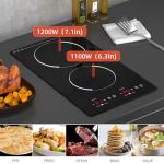 GTKZW 12“ Induction Cooktop, Double Induction Cooktop 2 Burner 110v-120v Electric Stove Top, Countertop and Built-in, 9 Power Levels, Child Lock, 120 Mins Timer