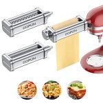 Pasta Attachment for KitchenAid Stand Mixer, 3 Piece Pasta Making Kit Including Pasta Roller, Cutter for Authentic Spaghetti and Fettuccine Sheets, Durable Noodle Accessories by Cofun