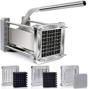 French Fry Cutter, Sopito Professional Potato Cutter Stainless Steel with 1/2-Inch and 1/4-Inch and 3/8-Inch Blade Great for Potatoes Carrots Cucumbers
