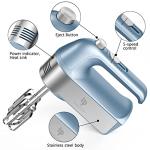Hand Mixer Electric, 450W Kitchen Mixers with Scale Cup Storage Case, Turbo Boost/Self-Control Speed + 5 Speed + Eject Button + 5 Stainless Steel Accessories, For Easy Whipping Dough, Cream, Blue