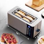 Elite Gourmet ECT5924D SmartToast Digital Long Slot 4 Slice Toaster, 1.5” Wide Slots for Thick Breads & Bagel Function, LED Touch Screen, Countdown Timer, 6 Shades, Stainless Steel