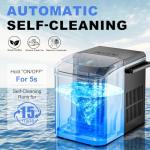 NEWBULIG Ice Makers Countertop with Handle, Portable Ice Machine, 9 Bullet Cubes in 6 Mins, 26lbs in 24Hrs, Auto-Cleaning, with Basket and Scoop, for Home, Kitchen, RV, Camping, Black