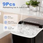 NEWBULIG Ice Makers Countertop with Handle, Portable Ice Machine, 9 Bullet Cubes in 6 Mins, 26lbs in 24Hrs, Auto-Cleaning, with Basket and Scoop, for Home, Kitchen, RV, Camping, Black