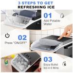 NEWBULIG Ice Makers Countertop with Handle, Portable Ice Machine, 9 Bullet Cubes in 6 Mins, 26lbs in 24Hrs, Auto-Cleaning, with Basket and Scoop, for Home, Kitchen, RV, Camping, Black