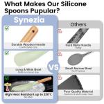 Multifunctional Silicone Spatula Spoon, Nonstick Big Serving Spoon, Large Flat Spatula Spoons for Cooking, Heat Resistant Kitchen Cucharras for Mixing, Stiring, Scooping, Scraping,Basting