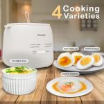 MINANOV Egg Maker - Electric Egg Cooker with Auto Shut Off and Alarm- Egg Maker Machine for Hard Boiled, Soft Boiled, Steamed Eggs, Onsen Tamago - Smart Egg Cooker for Home,Kitchen, RV,Camping