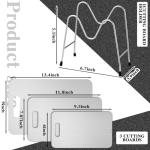 Yaocom 3 Pcs 6"x9.5", 8"x12", 9"x13.4" Stainless Steel Cutting Board with Holder Dishwasher Safe Chopping Boards Kitchen Double Sided Metal Cutting Board for Meat Fruit Vegetable