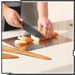Yaocom 3 Pcs 6"x9.5", 8"x12", 9"x13.4" Stainless Steel Cutting Board with Holder Dishwasher Safe Chopping Boards Kitchen Double Sided Metal Cutting Board for Meat Fruit Vegetable