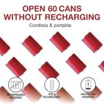 Proctor Silex Automatic Electric Can Opener, Hands Free Cordless Operation & USB Rechargeable, Self-Aligning, Cut Smooth Touch Lid Edges, Compact and Easy to Store, Red