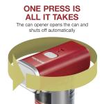 Proctor Silex Automatic Electric Can Opener, Hands Free Cordless Operation & USB Rechargeable, Self-Aligning, Cut Smooth Touch Lid Edges, Compact and Easy to Store, Red