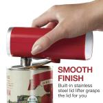 Proctor Silex Automatic Electric Can Opener, Hands Free Cordless Operation & USB Rechargeable, Self-Aligning, Cut Smooth Touch Lid Edges, Compact and Easy to Store, Red