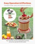 VEVOR 4.75 Gal/18L Fruit Wine Press, Solid Wood Basket with 8 Blocks, Heavy Duty Manual Juice Maker, Cider Apple Grape Tincture Honey Olive Oil Making Press with Handle for Kitchen, Home