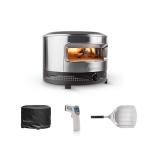 Solo Stove Pi Prime 21" x 16" Stainless Steel Propane Outdoor Pizza Oven Bundle with IR Thermometer, Stainless Peel & Shelter – 12" Panoramic Opening, Demi-Dome Heating, 90-Second Artisan Pizzas