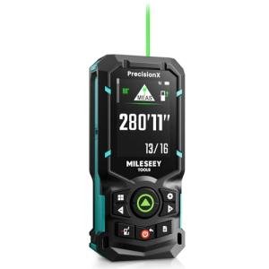 MILESEEY S50 Green-Beam Laser Distance Measure - 400ft Laser Measure, P2P, Side-Laser Alignment, Rechargeable, 2.4" IPS Backlit Display, Area/Volume Measurement, 8 Units, Indoor&Outdoor