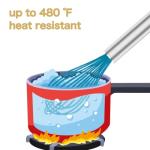 OYV Silicone Whisk,Heat Resistant 480°F Whisks For Cooking Non Scratch,Stainless Steel wired wisk,Plastic Rubber Whisk Tool For Nonstick Cookware Pans,Silicon Wisks Set of 4,Blue