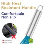 OYV Silicone Whisk,Heat Resistant 480°F Whisks For Cooking Non Scratch,Stainless Steel wired wisk,Plastic Rubber Whisk Tool For Nonstick Cookware Pans,Silicon Wisks Set of 4,Blue