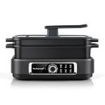 Electric Skillet, Techwood 7.5-Quart 2-in-1 Versatile Multi-Cooker with 5-Level Heat Settings, Come with Removable Non-stick Skillet Pan& Cooking Pot, Dishwasher Safe, Black
