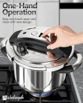 MICHELANGELO Stainless Steel Pressure Cooker 6.3 Quart, 3-in-1 Olla de Presion, One-Hand Locking System, Induction Compatible, with Glass Lid & Steamer