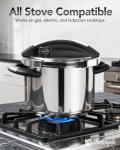 MICHELANGELO Stainless Steel Pressure Cooker 6.3 Quart, 3-in-1 Olla de Presion, One-Hand Locking System, Induction Compatible, with Glass Lid & Steamer