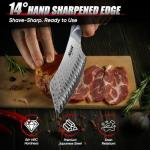 Huusk Japanese Santoku Knife 7" - Professional Chef Knife for Kitchen with Resin Handle, Stainless High Carbon Steel, Hand Sharpened All Purpose Kitchen Cooking Knives with Sheath,Men's Christmas Gift