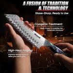 Huusk Japanese Santoku Knife 7" - Professional Chef Knife for Kitchen with Resin Handle, Stainless High Carbon Steel, Hand Sharpened All Purpose Kitchen Cooking Knives with Sheath,Men's Christmas Gift