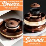 JoyMech Cheese & Chocolate Fondue Machine, Candy Melting Pot for Party, Electric Fondue Pot Set, Chocolate Warmer, Hot Chocolate Maker, 4-Section Food Tray, Brown