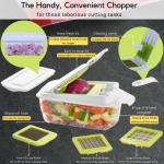 Brieftons QuickPush Food Chopper: Strongest & 200% More Container Capacity, 30% Heavier Duty, For Onion, Fruit and Vegetable Chopping, with 3 Dicer Cutter Blades, Keep-Fresh Lid, and 5 Recipe Ebooks