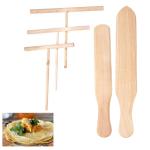 5 Piece Crepe Spreader and Spatula Set, 3.5", 5", 7"T-Shaped Batter Spreaders &13.4", 11.8"Spatula Turner, T-Shaped Roti & Mix Batter Spreader Sticks for Any Size Pan Maker, Wooden Crepe Tools Kit