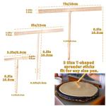 5 Piece Crepe Spreader and Spatula Set, 3.5", 5", 7"T-Shaped Batter Spreaders &13.4", 11.8"Spatula Turner, T-Shaped Roti & Mix Batter Spreader Sticks for Any Size Pan Maker, Wooden Crepe Tools Kit