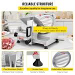 VEVOR Commercial Meat Slicer, 200W Electric Deli Food Slicer, 0-12mm Adjustable Thickness Electric Meat Slicer, 350-400RPM Slicer with 8.7'' Chromium-plated Steel Blade for Home & Commercial Use
