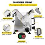 VEVOR Commercial Meat Slicer, 200W Electric Deli Food Slicer, 0-12mm Adjustable Thickness Electric Meat Slicer, 350-400RPM Slicer with 8.7'' Chromium-plated Steel Blade for Home & Commercial Use