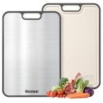 Titanium Cutting Boards for Kitchen, Non Toxic 2-in-1 Cutting Board Double Sided, Food Grade Pure Titanium and Wheat Straw PP, Easy to Clean Large Size 16”×11”