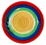 BonCera, All-in-one Premium Ceramic Garlic Grater Plate 4-Piece Set - Multicolor Olive Design - For Garlic, Ginger, Chocolate, and more! - Comes with 5.25" Plate, Peeler, Brush, and Stand