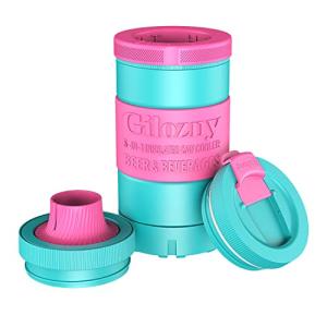 Can Cooler - 4-in-1 Stainless Steel Can Holder and Beer Bottle Holder, for 12 oz and 16 oz Slim and Regular Cans, Bottles and Mixed Drinks, Freezer Mug for Beverage, Beer and Coffee (Sky blue)