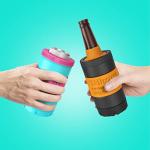 Can Cooler - 4-in-1 Stainless Steel Can Holder and Beer Bottle Holder, for 12 oz and 16 oz Slim and Regular Cans, Bottles and Mixed Drinks, Freezer Mug for Beverage, Beer and Coffee (Sky blue)