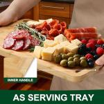 Bamboo Cutting Board Set of 3 - Durable Bamboo Cutting Boards with Deep Juice Grooves & Built-in Handles & Hanging Holes, Reversible Wooden Cutting Boards for Kitchen, Meat, Vegetables