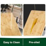 Bamboo Cutting Board Set of 3 - Durable Bamboo Cutting Boards with Deep Juice Grooves & Built-in Handles & Hanging Holes, Reversible Wooden Cutting Boards for Kitchen, Meat, Vegetables