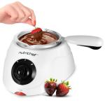 NutriChef Electric Fondue Pot | 25W Chocolate Melting Warmer | 8.8 Oz Capacity | Keep Warm Dipping Function & Removable Pot | Perfect for Melting Chocolate, Butter & Cheese | White
