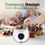 NutriChef Electric Fondue Pot | 25W Chocolate Melting Warmer | 8.8 Oz Capacity | Keep Warm Dipping Function & Removable Pot | Perfect for Melting Chocolate, Butter & Cheese | White