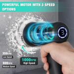 HAUSHOF Electric Spin Scrubber, Cordless Dish Scrubber Brush with 8 Replaceable Heads & 3 Speeds, Power Scrubber Electric Scrubber for Cleaning Kitchen, Sink, Bathroom, Knife Sharpener Included