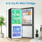 Saeoola 4.0 Cu.Ft Small Refrigerator with Bottom Freezer, Small Compact Fridge with Freezer on Bottom, 2 Doors for Apartment, Dorm, Office, 7-Level Temperature Control, Removable Shelves (Black)