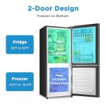 Saeoola 4.0 Cu.Ft Small Refrigerator with Bottom Freezer, Small Compact Fridge with Freezer on Bottom, 2 Doors for Apartment, Dorm, Office, 7-Level Temperature Control, Removable Shelves (Black)