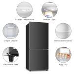 Saeoola 4.0 Cu.Ft Small Refrigerator with Bottom Freezer, Small Compact Fridge with Freezer on Bottom, 2 Doors for Apartment, Dorm, Office, 7-Level Temperature Control, Removable Shelves (Black)