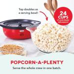 Dash SmartStore Deluxe Stirring Popcorn Maker - Hot Oil Electric Popcorn Popper with Butter-Warming Tray, Clear Serving Bowl, Storage Lid & Measuring Cup - 24 Cups, Red