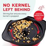 Dash SmartStore Deluxe Stirring Popcorn Maker - Hot Oil Electric Popcorn Popper with Butter-Warming Tray, Clear Serving Bowl, Storage Lid & Measuring Cup - 24 Cups, Red