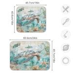 Nautical Theme Dish Drying Mat for Kitchen Counter Sea Horse Turtle Octopus Coastal Drying Mats Super Absorbent Reversible Microfiber Kitchen Countertop Protector Dishes Pad Medium 16x18 inch