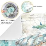 Nautical Theme Dish Drying Mat for Kitchen Counter Sea Horse Turtle Octopus Coastal Drying Mats Super Absorbent Reversible Microfiber Kitchen Countertop Protector Dishes Pad Medium 16x18 inch