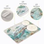 Nautical Theme Dish Drying Mat for Kitchen Counter Sea Horse Turtle Octopus Coastal Drying Mats Super Absorbent Reversible Microfiber Kitchen Countertop Protector Dishes Pad Medium 16x18 inch