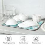 Nautical Theme Dish Drying Mat for Kitchen Counter Sea Horse Turtle Octopus Coastal Drying Mats Super Absorbent Reversible Microfiber Kitchen Countertop Protector Dishes Pad Medium 16x18 inch